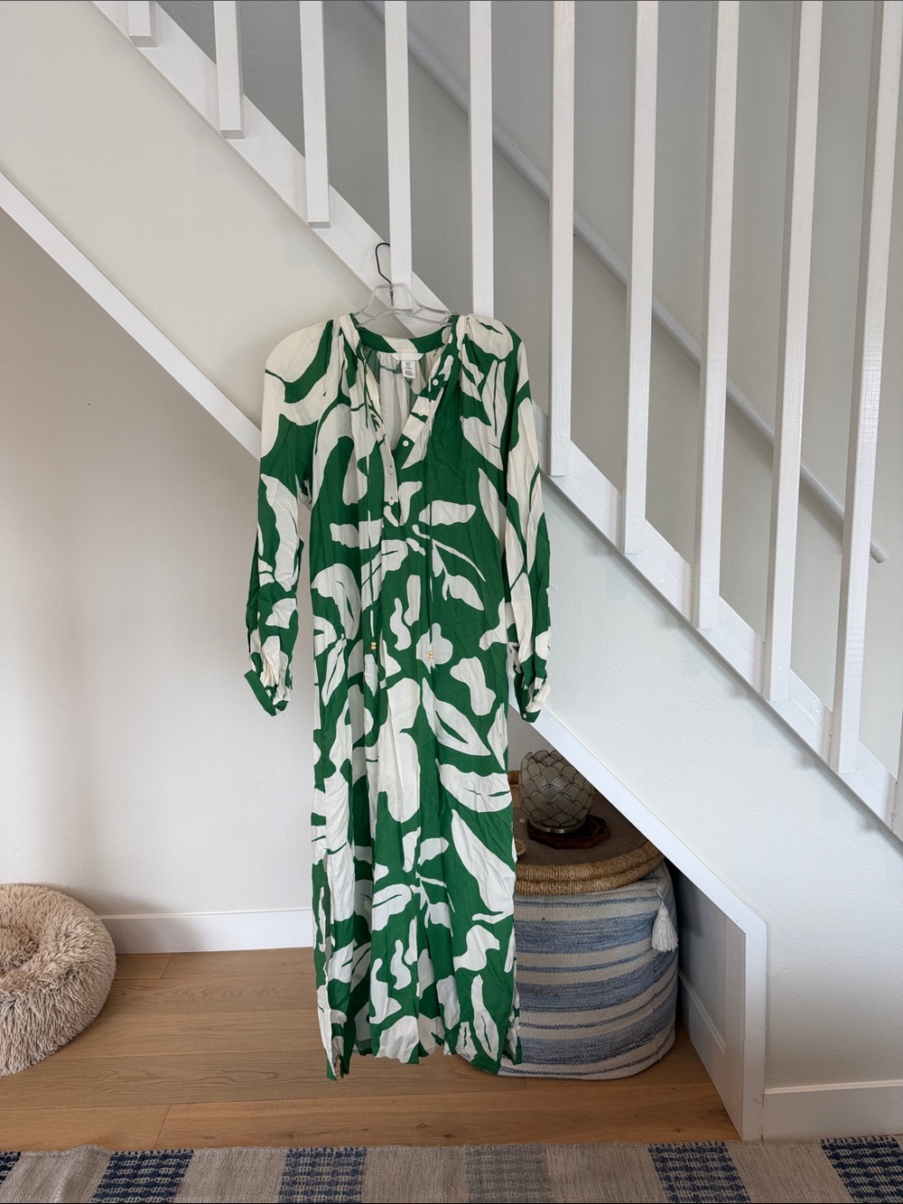 H&M Green and White Abstract Maxi Dress